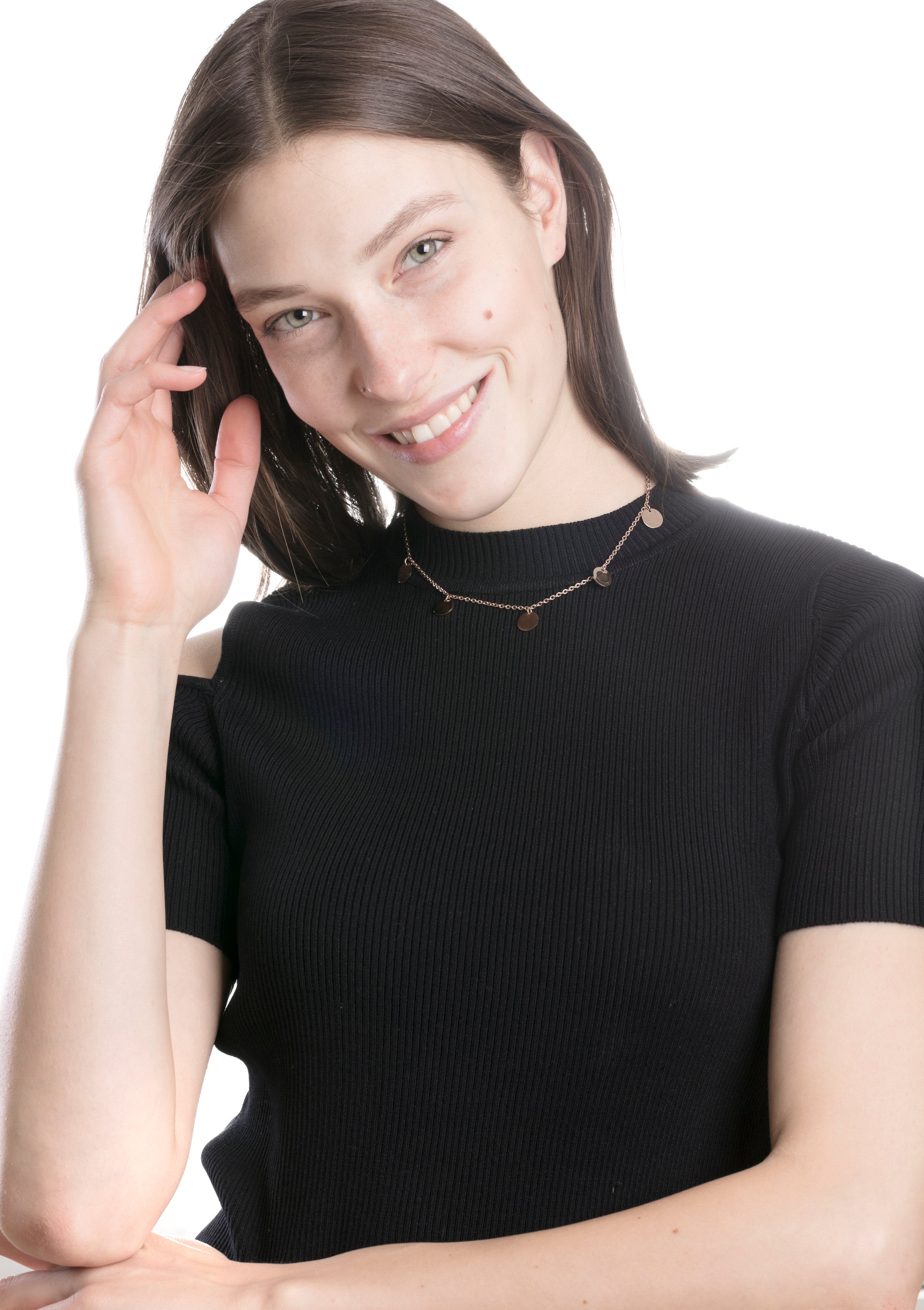 Kette mit Plättchen "Happiness" in Rosegold